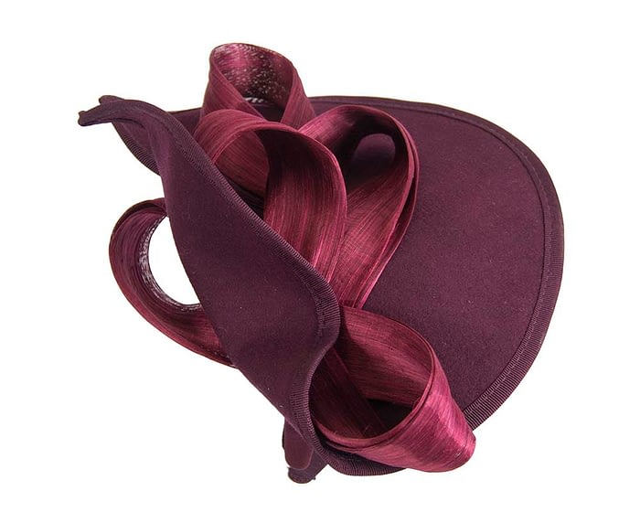 Fascinators Online - Burgundy felt twist with bow by Fillies Collection