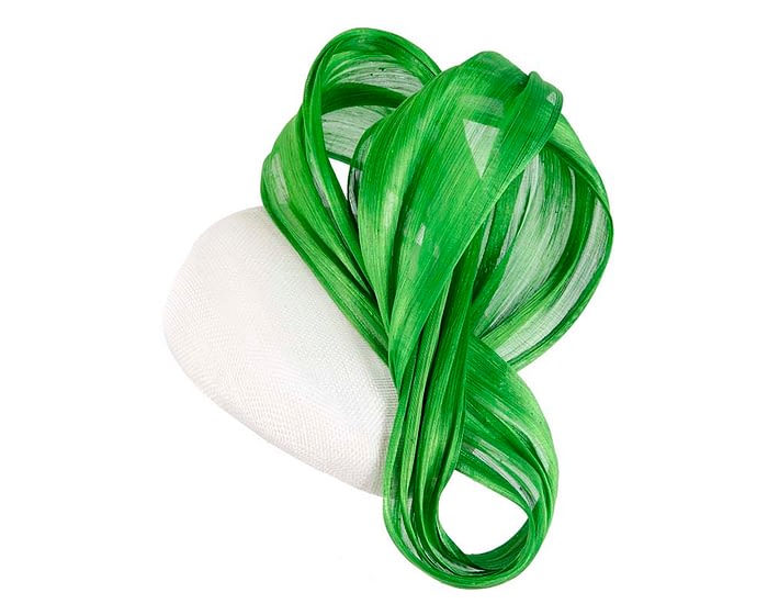 Fascinators Online - White pillbox with lime bow by Fillies Collection