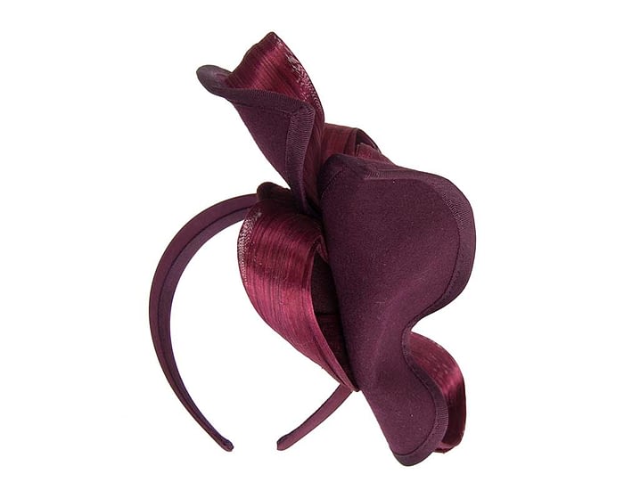 Fascinators Online - Burgundy felt twist with bow by Fillies Collection