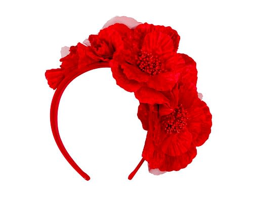 Fascinators Online - Bright red flowers on the headband