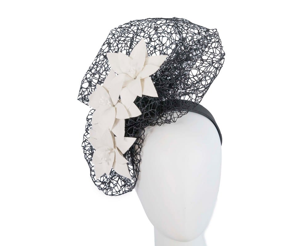 Black & cream designers racing fascinator by Fillies Collection Fascinators Online