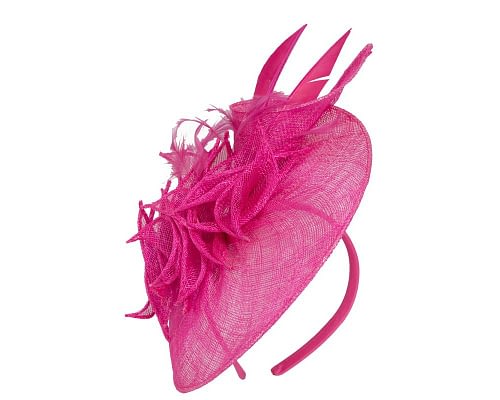 Fascinators Online - Fuchsia racing fascinator with feathers by Max Alexander