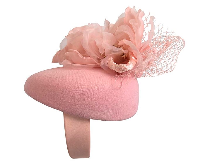 Fascinators Online - Pink pillbox fascinator with flower by Fillies Collection
