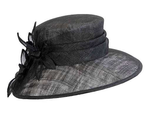 Fascinators Online - Large traditional black racing hat by Max Alexander