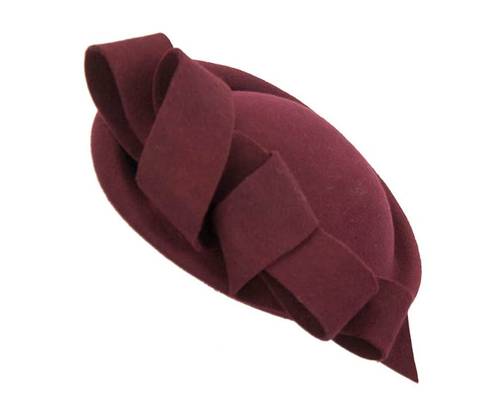 Fascinators Online - Large burgundy felt fascinator hat by Fillies Collection