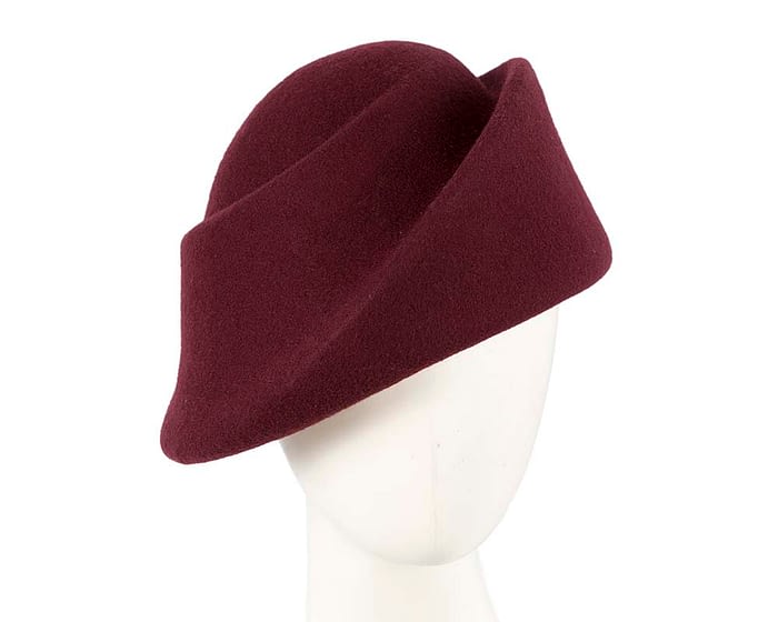 Fascinators Online - Designers burgundy felt hat