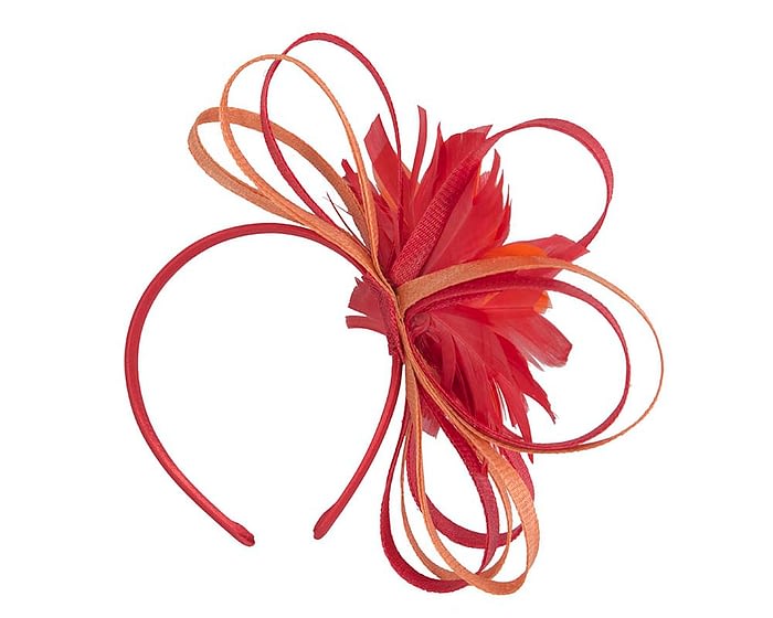 Fascinators Online - Red & orange feather flower fascinator headband by Max Alexander