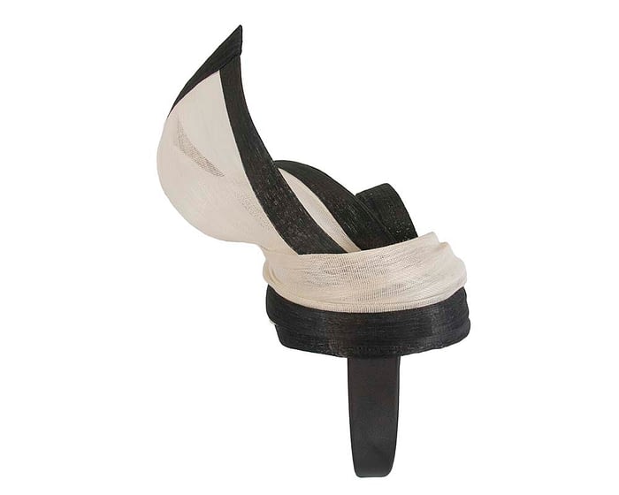 Fascinators Online - Tall black & cream designers fascinator by Fillies Collection