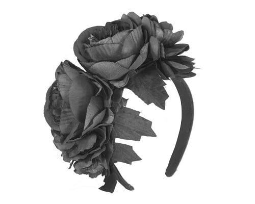 Fascinators Online - Black flower headband fascinator by Max Alexander