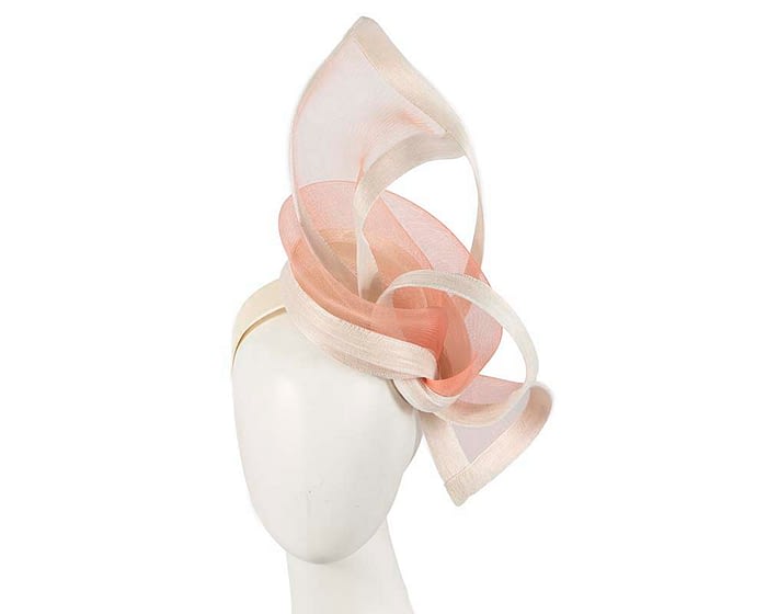 Fascinators Online - Edgy cream and coral fascinator by Fillies Collection