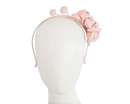Fascinators Online - Pink leather flowers headband by Max Alexander