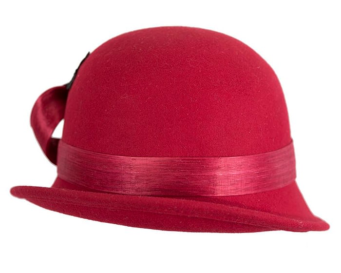 Fascinators Online - Red autumn & winter fashion felt cloche hat by Fillies Collection
