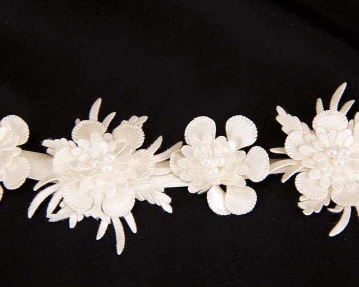 Craft & Millinery Supplies -- Trish Millinery- pu leather flowers trim ivory