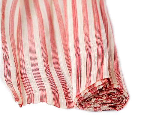 Craft & Millinery Supplies -- Trish Millinery- silk abaca stripe red cream