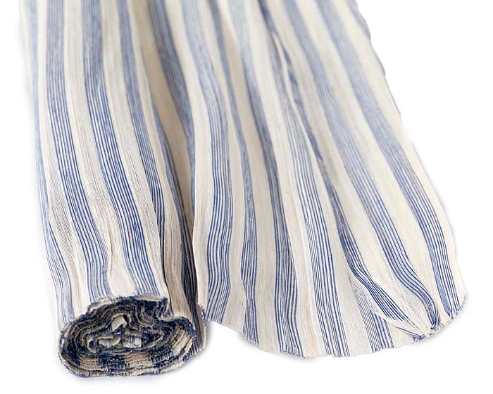 Craft & Millinery Supplies -- Trish Millinery- silk abaca stripe blue cream
