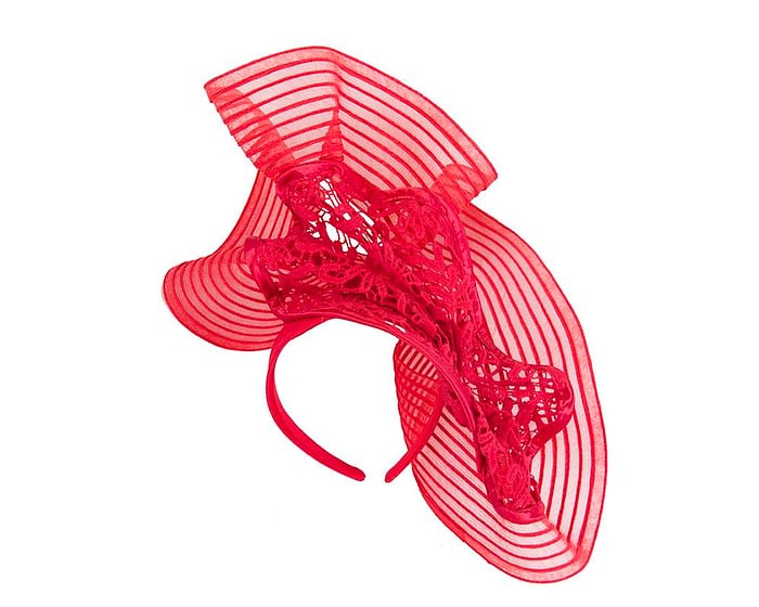 Tall red lace fascinator by Fillies Collection Fascinators.com.au