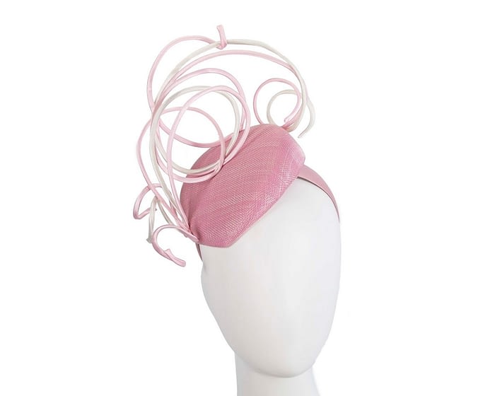 Bespoke pink & cream wire loops pillbox racing fascinator by Fillies Collection Fascinators.com.au
