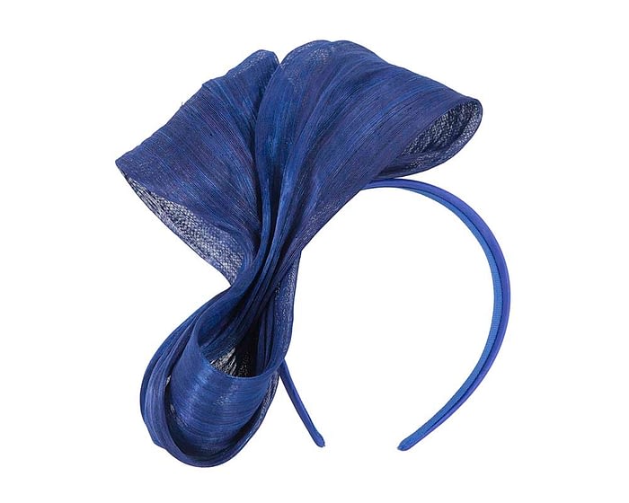 Large royal blue bow racing fascinator by Fillies Collection Fascinators.com.au