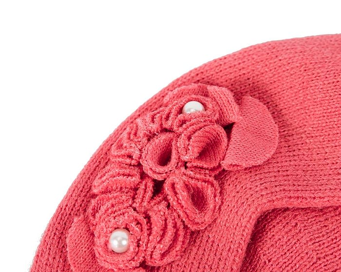 Warm coral wool beret. Made in Europe Fascinators.com.au