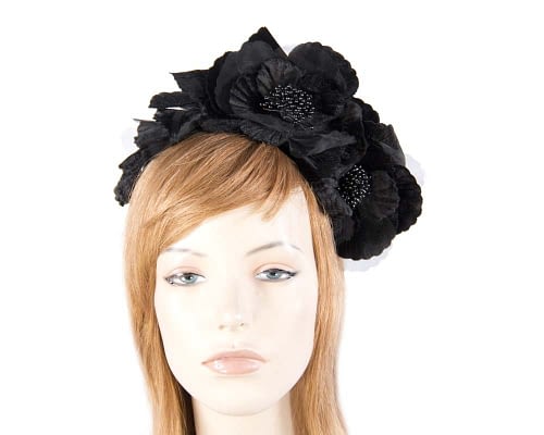 Black Flower Headband Fascinator Fascinators.com.au