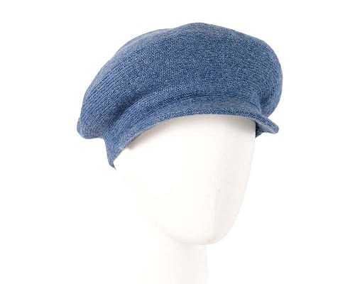 Classic warm denim blue wool beaked cap. Made in Europe Fascinators.com.au
