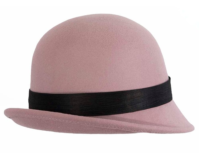Dusty pink ladies felt cloche hat by Fillies Collection Fascinators.com.au