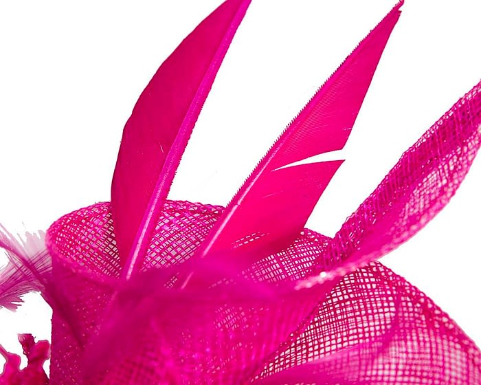 Fuchsia racing fascinator with feathers by Max Alexander Fascinators.com.au