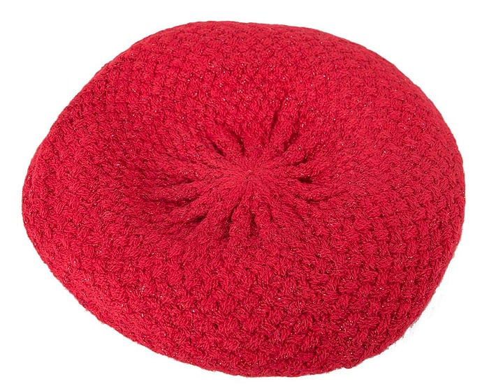 Classic warm crocheted red wool beret. Made in Europe Fascinators.com.au