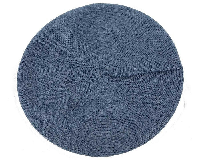 Classic warm denim blue wool beret. Made in Europe Fascinators.com.au