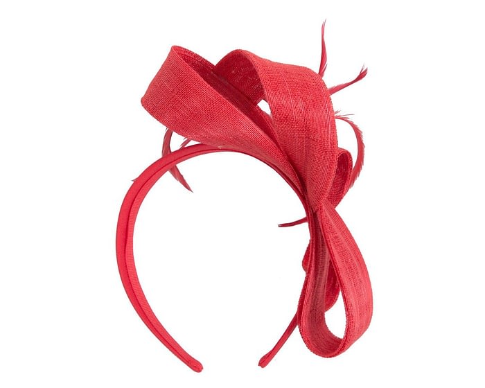 Red loops & feathers racing fascinator by Fillies Collection Fascinators.com.au