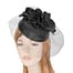 Black pillbox hat with flowers and veil by Cupids Millinery Fascinators.com.au