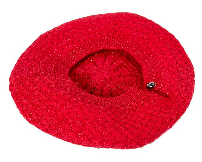 Classic warm crocheted red wool beret. Made in Europe Fascinators.com.au