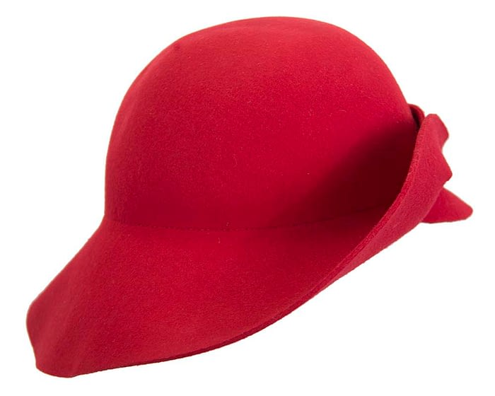 Unusual wide brim red felt hat by Max Alexander Fascinators.com.au