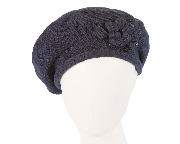 Classic warm navy wool beret. Made in Europe Fascinators.com.au