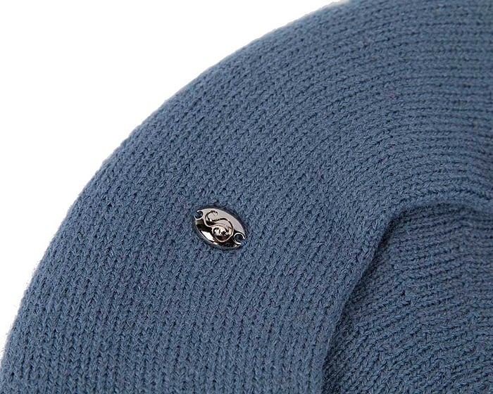 Classic warm denim blue wool beret. Made in Europe Fascinators.com.au
