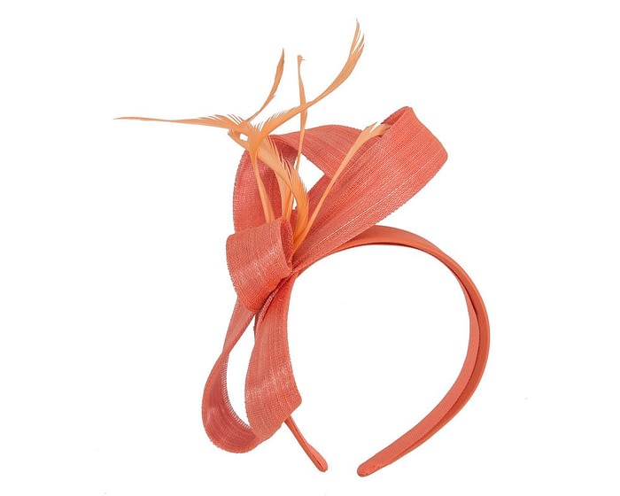 Orange loops & feathers racing fascinator by Fillies Collection Fascinators.com.au