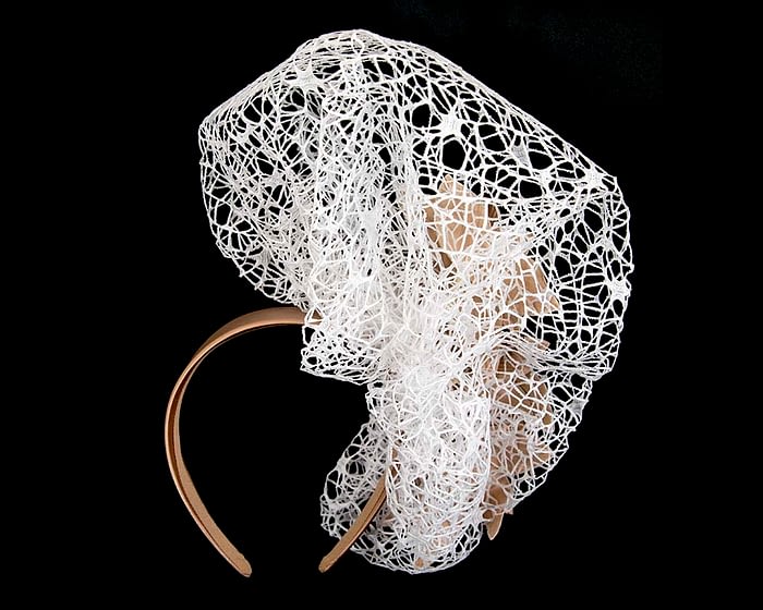 White & gold designers racing fascinator by Fillies Collection Fascinators.com.au