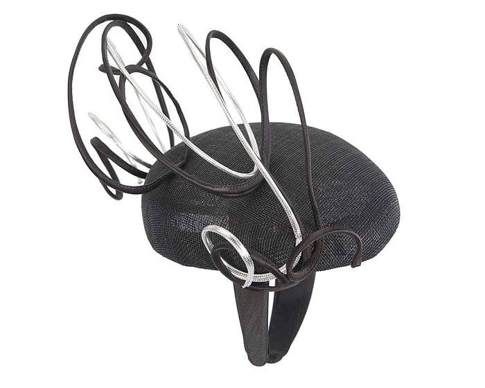 Bespoke Black & silver wire loops pillbox racing fascinator by Fillies Collection Fascinators.com.au