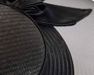 Wide brim black boater hat by Fillies Collection Fascinators.com.au