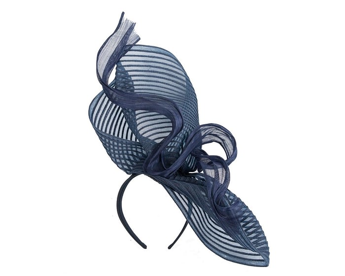 Tall twirl navy racing fascinator by Fillies Collection Fascinators.com.au