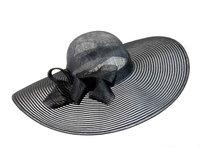 Wide brim black fashion hat Fascinators.com.au