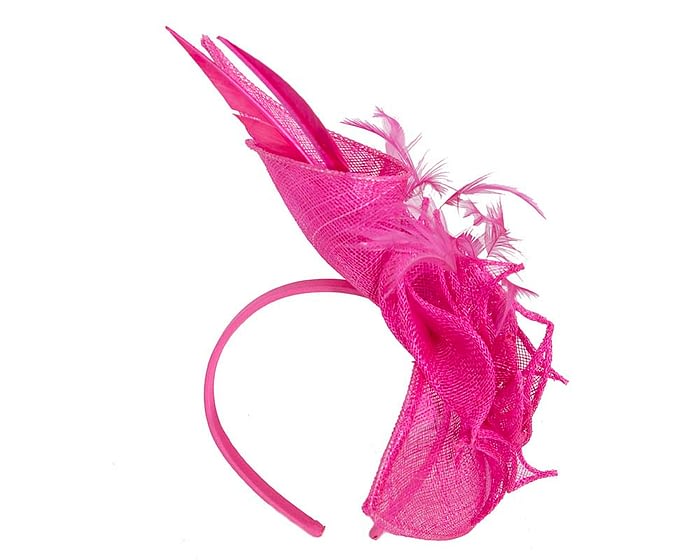 Fuchsia racing fascinator with feathers by Max Alexander Fascinators.com.au