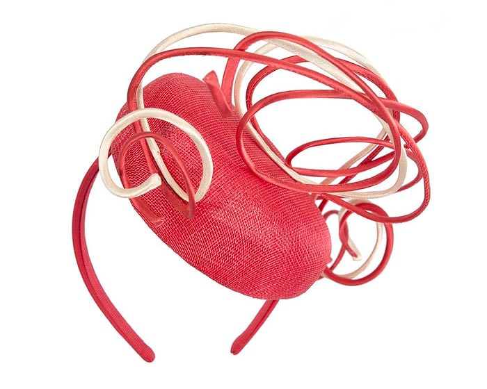 Bespoke red & nude wire loops pillbox racing fascinator by Fillies Collection Fascinators.com.au