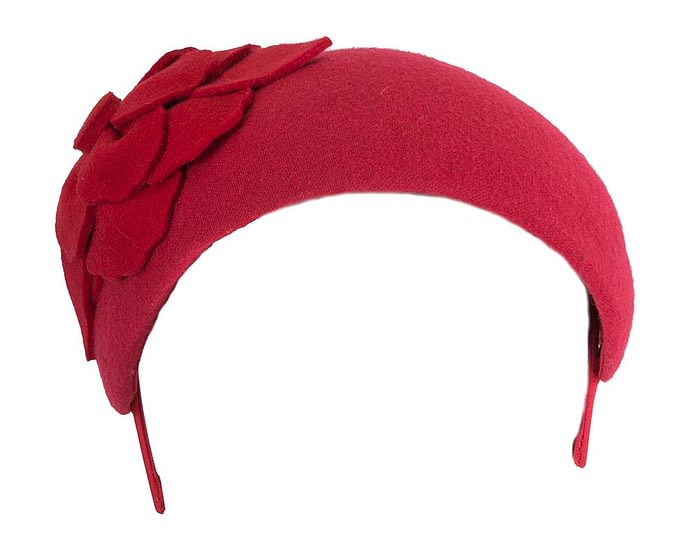 Red puffy band winter fascinator by Max Alexander Fascinators.com.au