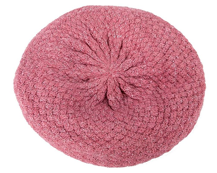 Classic warm crocheted dusty pink wool beret. Made in Europe Fascinators.com.au