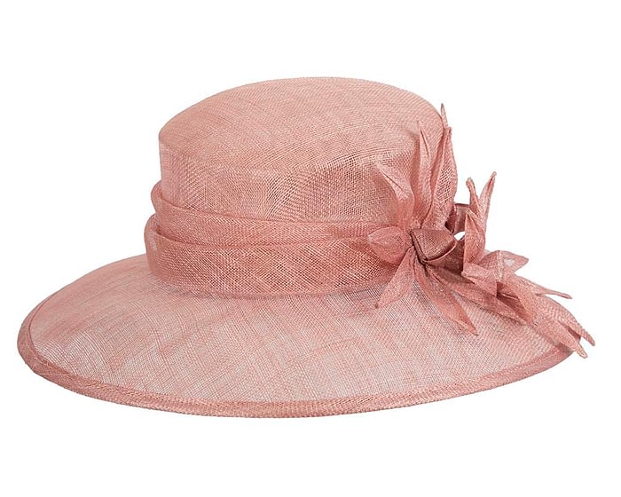 Large dusty pink sinamay racing hat by Max Alexander Fascinators.com.au