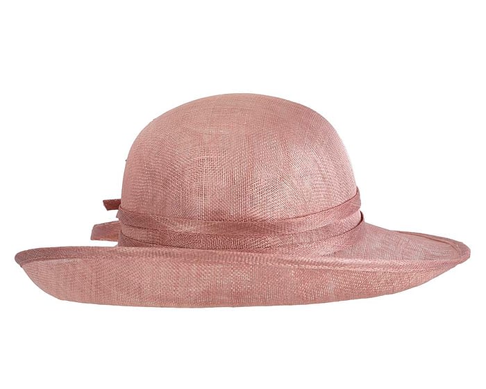 Wide brim dusty pink racing hat by Max Alexander Fascinators.com.au