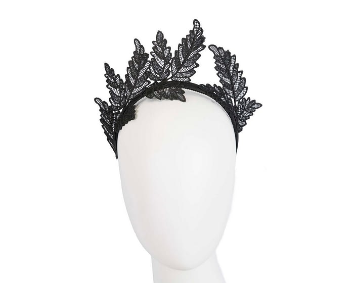 Black Australian Made lace crown fascinator by Max Alexander Fascinators.com.au