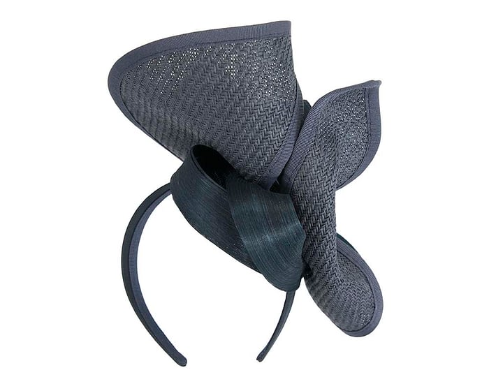 Navy designers racing fascinator with bow by Fillies Collection Fascinators.com.au