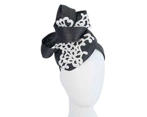 Black & white lace pillbox Australian Made racing fascinator by Fillies Collection Fascinators.com.au